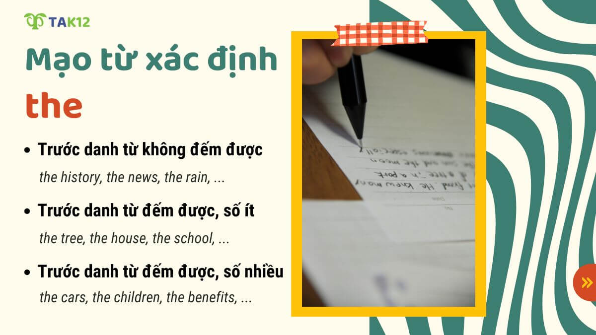 Vị trí mạo từ the